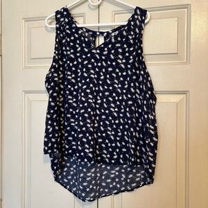 Old Navy Dark Blue Sleeveless Blouse with White Design